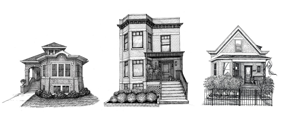 Collection of Home and Building Pen Drawings – Wonder City Studio