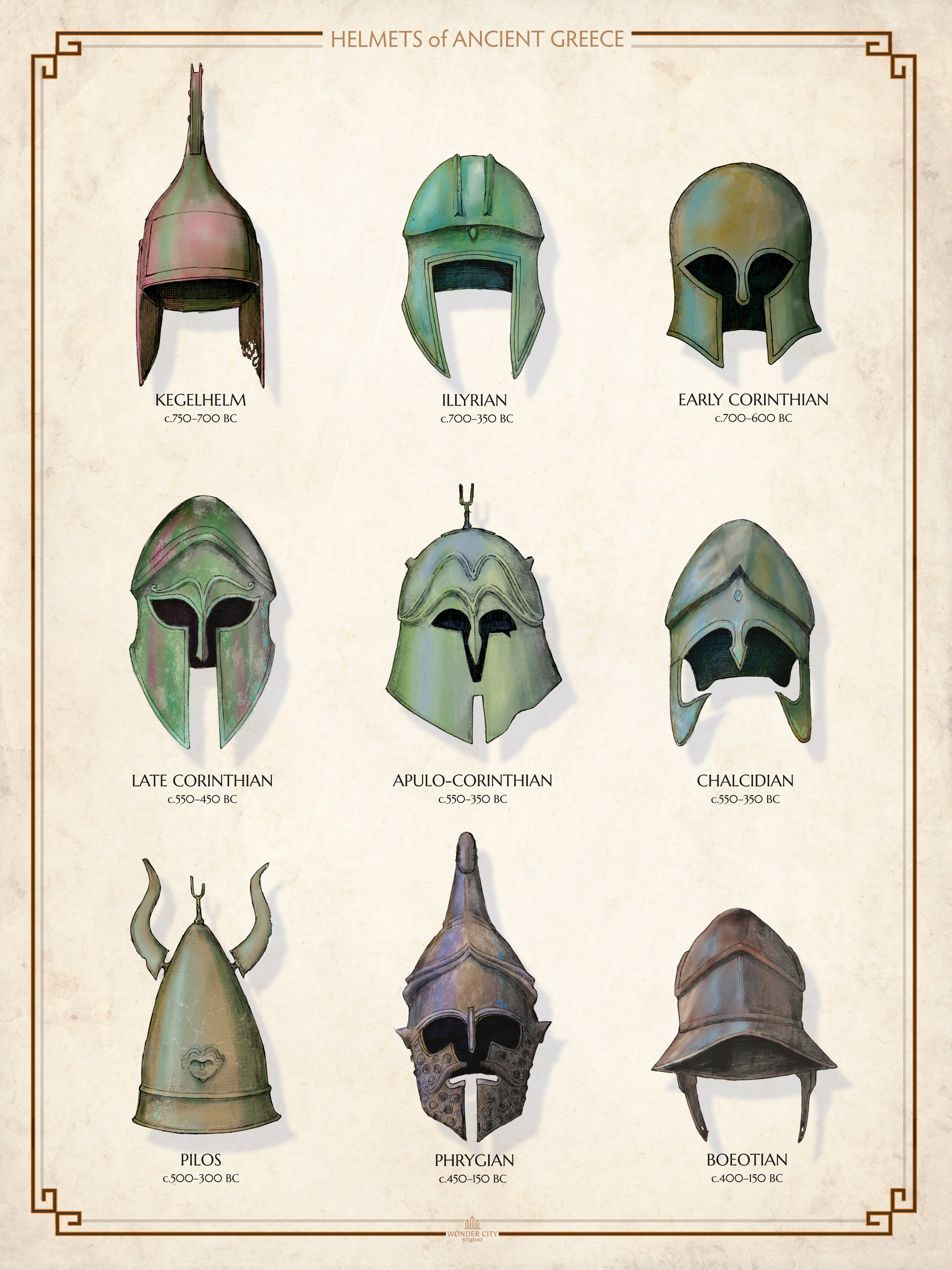 Helmets of Ancient Greece - Two Limited Edition Prints