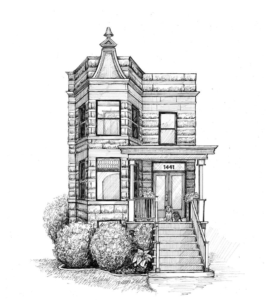Home portrait of a Chicago greystone