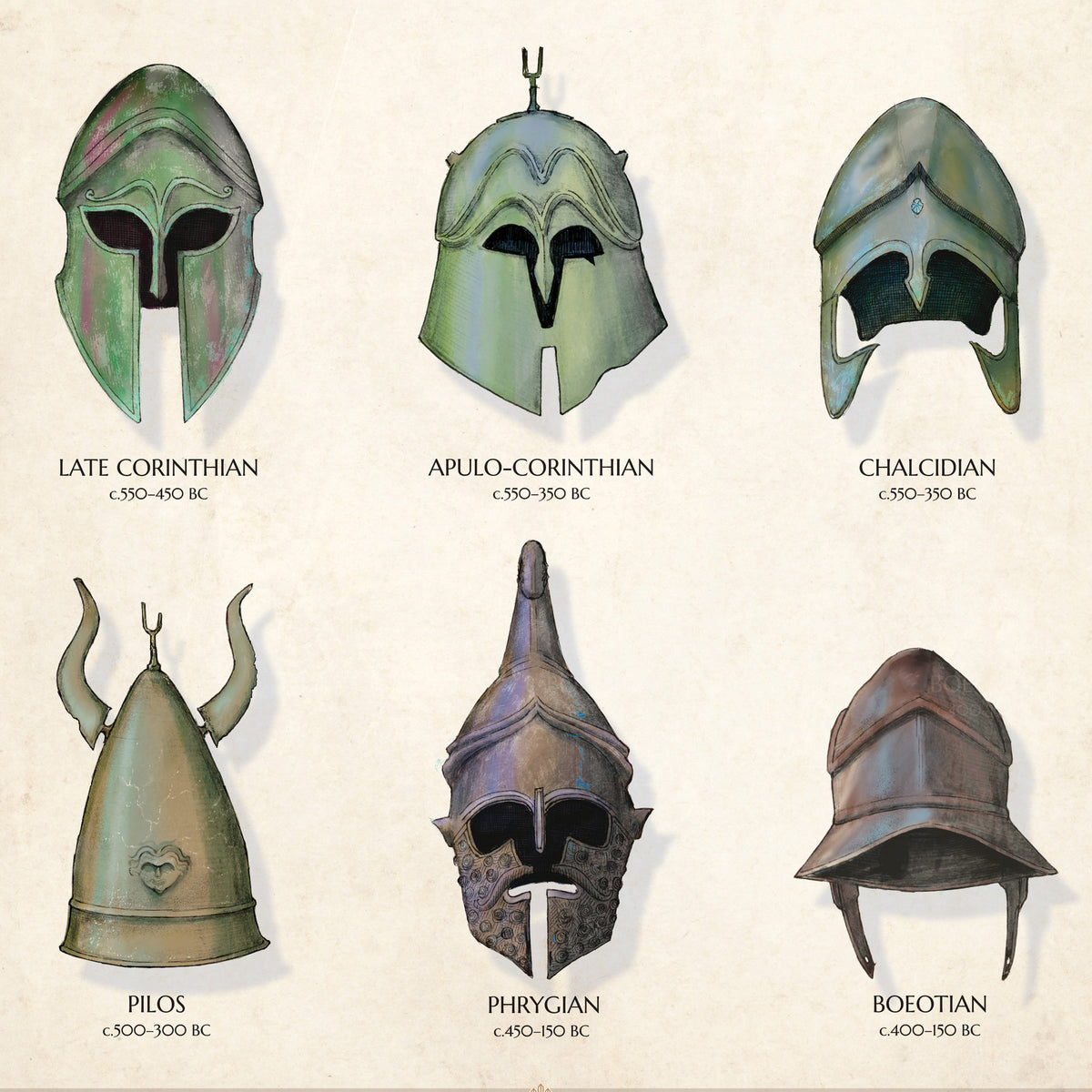 Helmets of Ancient Greece - Two Limited Edition Prints
