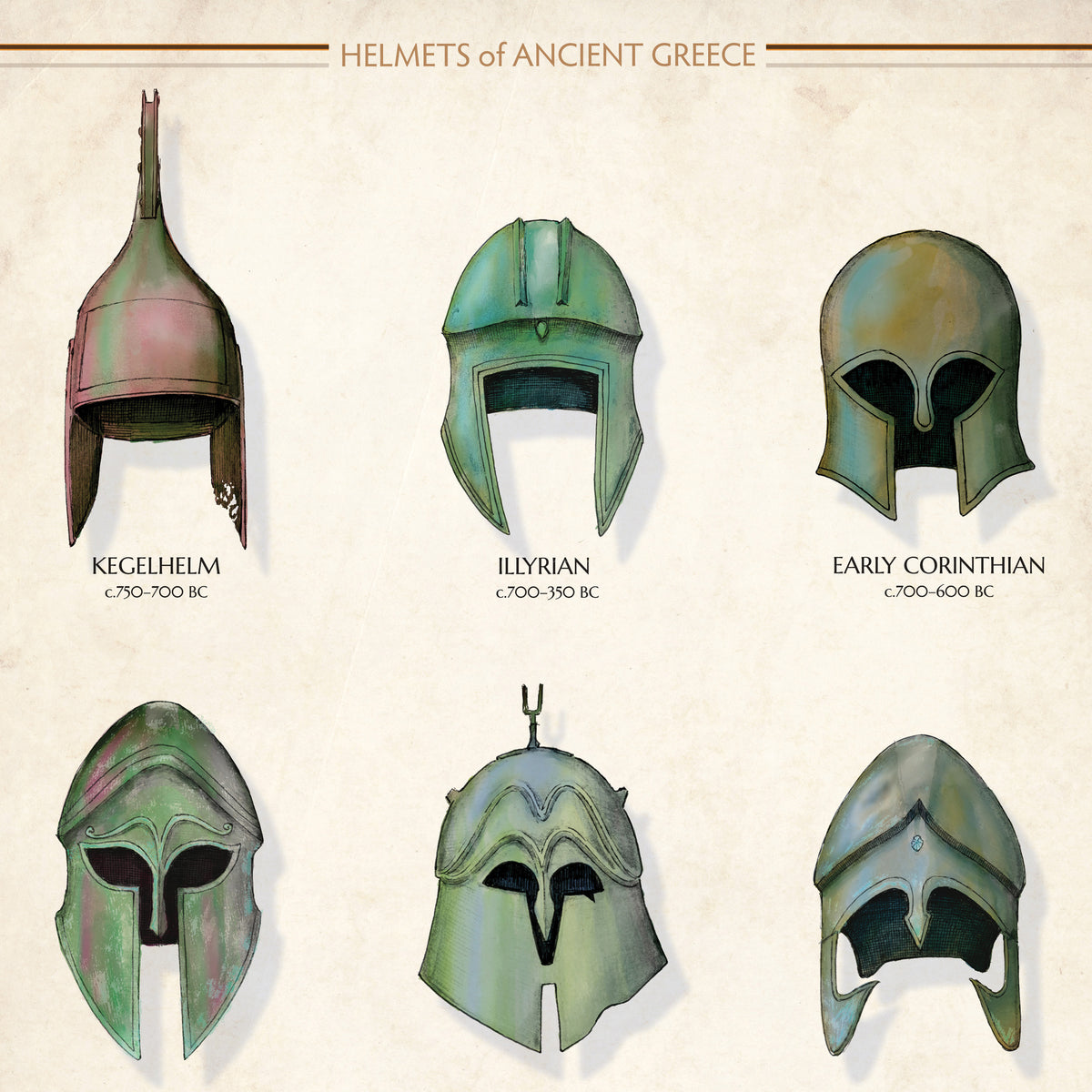 Helmets of Ancient Greece - Two Limited Edition Prints